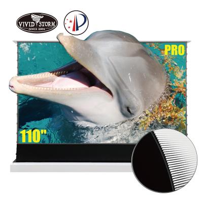 China VIVIDSTORM PRO 110 Inch Electric Projection Screen Electric Floor Screen For UST ALR Laser 4K Projector Motorized Projector Sample for sale