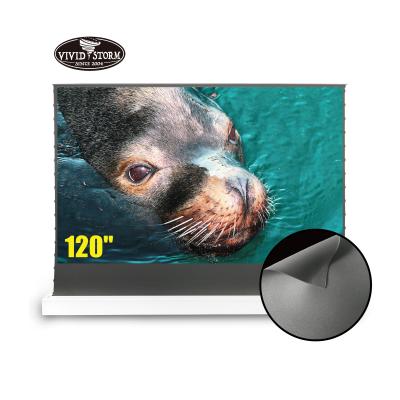 China VIVIDSTORM Electric 120 Inch 16:9 S Floor Screen Obsidian Electric Stretched Ambient Light Rejecting For Short/Long Throw Projector for sale