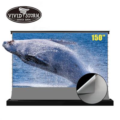 China Vividstorm Electric 150 Inch Tab Voltage Foldable Projector Screen with 3D ALR Gray Screen with 1.2 Gain for 4K Long Throw Projector for sale