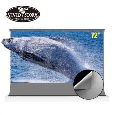 China Vividstorm 72inch Electric Voltage Movie Projector Electric Screen With Obsidian 3D Long Throw ALR 1.2 Gain Material For Led Projector for sale