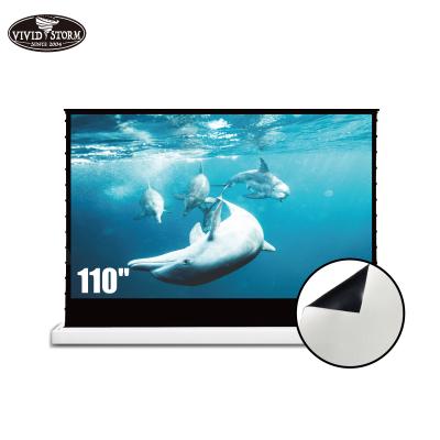 China VIVIDSTORM electric 110 inch, 16:9, electric floor tab-stretched screen with white cinema screen material video screen cinema for sale