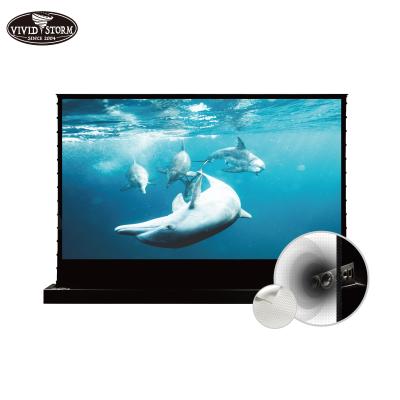 China VIVIDSTORM Electric 110 Inch Retractable Projector Screen With Acoustic Perforate White PVC Cinema Material For Full Size Projector for sale