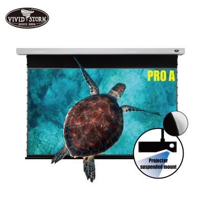 China VIVIDSTORM PRO A Slim Electric Motorized Drop Down Screen Ambient Light Rejecting 4K For UST Laser Suspended Mount Projector for sale