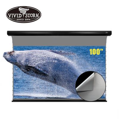 China VIVIDSTORM 100 Inch Electric Electric Ceiling Mounted Projector Screen 3D Obsidian Screen Ambient Light Rejection Material For Projector for sale