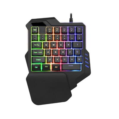 China Wired Mini 35 Keys RGB LED One-Handed Ergonomic Gaming Keyboard for sale