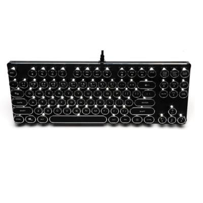 China 87 Key Green Computer Wired Keyboard Axis Retro Steampunk Key Aluminum Alloy Cover Mechanical Backlit Retro Keyboard for sale