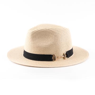 China Women Hat/Stripped Straw Hat Straw Hat/Summer Hat, Wide Brim Women's Panama Straw Hat Beach Sun Felt Foldable Hat for sale