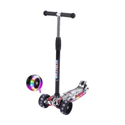 China 2022 Wholesale Light Wheel Kids Cheap PU 3 Height Adjustable Pedal Kick Scooter For Kids With Printing Design for sale