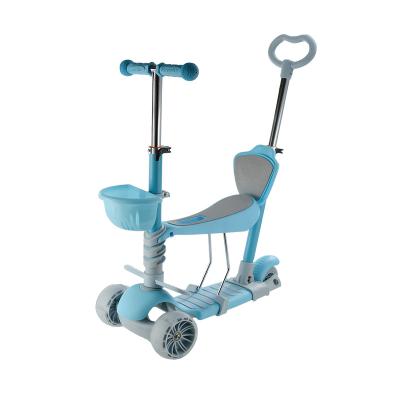 China With Seat Multifunction 5 in 1 Kids Baby Scooter / Three Wheel Kick Scooter with Basket Seat and Push Bar for sale