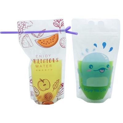 China Recyclable Custom Clear Packaging Bag Disposable Juice Beverage Juice Portable Bag With Straw Hole 1 Pack Of 100 for sale