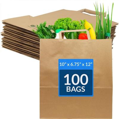 China Moisture Proof Paper Bags Brown Kraft Paper Shopping Bag For Food Catering With Your Own Logo With Handle for sale