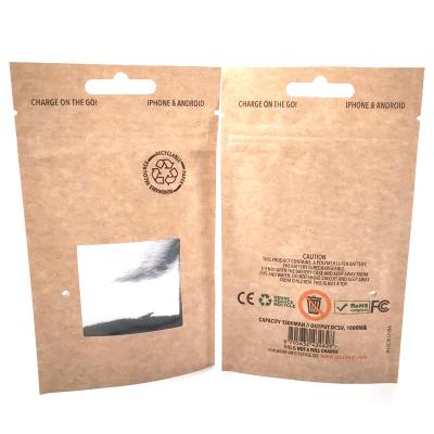 China Moisture Proof Customized Biodegradable OEM Paper Bag Packaging Reusable Stand-Up Zipper Bag For USB Cable Cell Phone Accessories Bag for sale