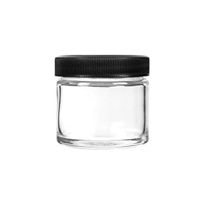 China Food Grade Low Profile Thick Bottom Glass Concentrate Jars With Black Lids: Air Tight Container For Medical Oils, Rosins, Waxes, And Bolds for sale