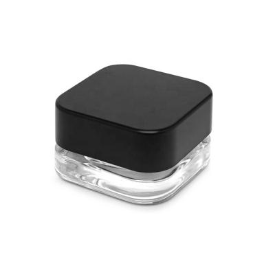 China Food Grade Stock 9ml Kid Resistant Glass Cosmetic Jar Eye Cream Container Clear Bottle With Matte Black Type Cap Sealing Screw Lid for sale