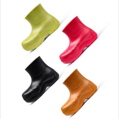 China 2021 New Women's Wellington Ankle Boots Shine Ladies Breathable Chelsea Rain Boots Shoes for sale