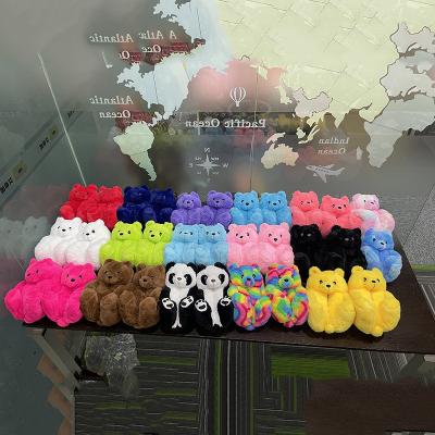 China Trend Teddy Bear Slippers Fashion 2021 Girls Teddy Bear Slippers For Women Bedroom Fuzzy Teddy Slippers Wholesale Plush New Style New Arrivals for sale