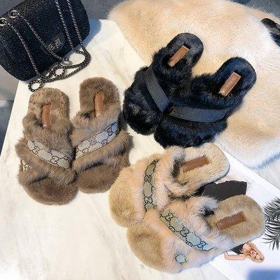 China Wholesale fashion trend slippers for women fashion fur slippers black rose fur slides for women for sale