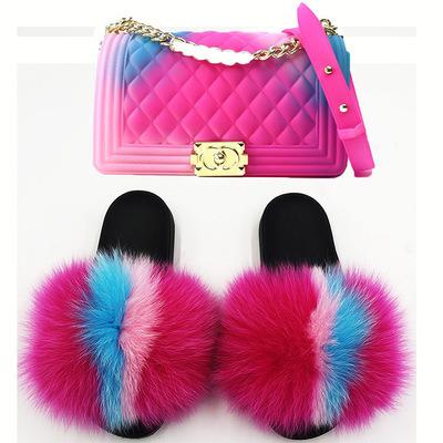 China Fashion trend factory direct sales freeze purse and fur slips purse sets for sale