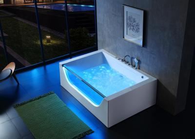 China 2 Person Front LED Glass Corner Bathtub With Massage Function for sale