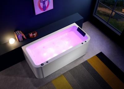 China Massage Bathtub With Integrated Apron And Freestanding Chrome Waterfall Tap for sale