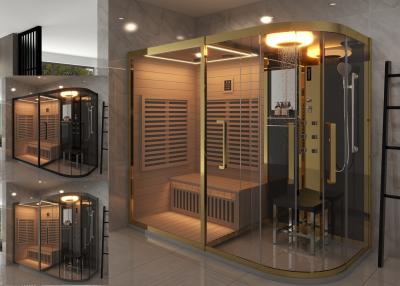 Cina Relaxing Gold Frame Sauna Combined Steam Room per la casa con doccia in vendita