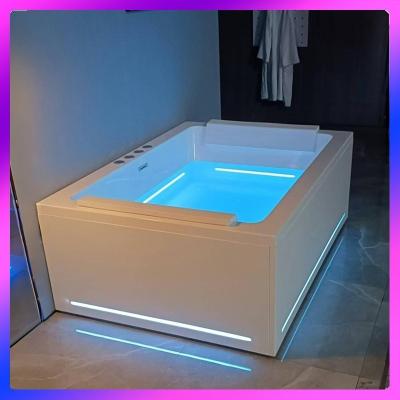 중국 Ladodo E-8042 Two Person Acrylic Rectangle Bathtub With LED strip massage jets 판매용