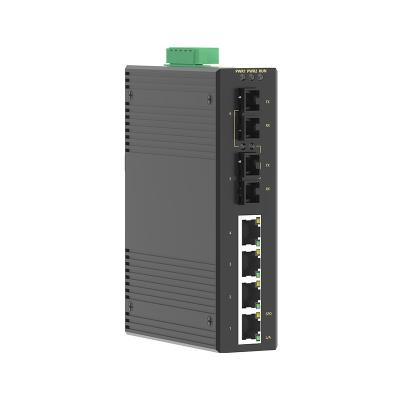 China 100m 4 Gigabit 2 Gigabit 2 Electrical Industrial Outdoor Network Access Switch Single Mode Din Rail Type Optic Switch Fiber Optic Switch Control for sale