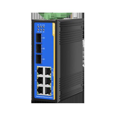 China Single Rail Access Switch Layer 2 AC Dc220v Power Supply 3 Port Fiber Optic Gigabit 6 Ring Industrial Ethernet Managed Switch for sale