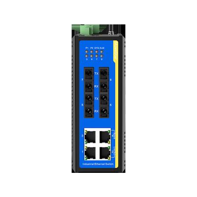 China Hot Sale Ac/Dc220v Single VLAN Support Factory Power Supply Fiber Transceiver Network Managed Industrial Ethernet Switches for sale