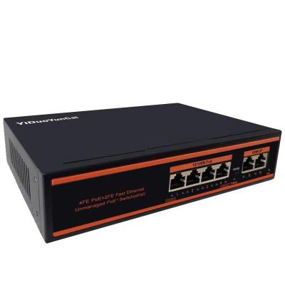 China Hot Sale 10/100Mbps 4+2 Port 250m PoE Switch Ethernet POE Switch Network Switch for sale