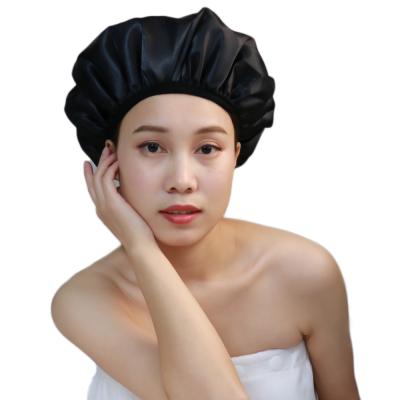 China Sustainable Triple Layers Luxury Shower Caps Terry Lined Waterproof Bath Cap For Women for sale