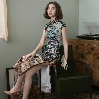 China Wholesale Chinese Traditional Short Sleeve Girl Cheongsam Wedding Party Dress Qipao for sale