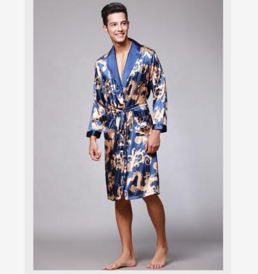 China Wholesale or Custom Made Plus Size Silk Pajamas Mens Bath Satin Long Robes Sleepwear for sale