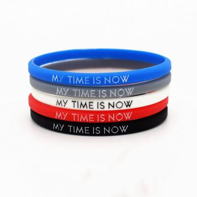 China Eco-friendly/Sustainable/Custom Printed Personmality Elastic Wristband My Time Is Now Basketball Team Passion Casual Silicone Wristband For Youth Cool Fashion Jewelry for sale