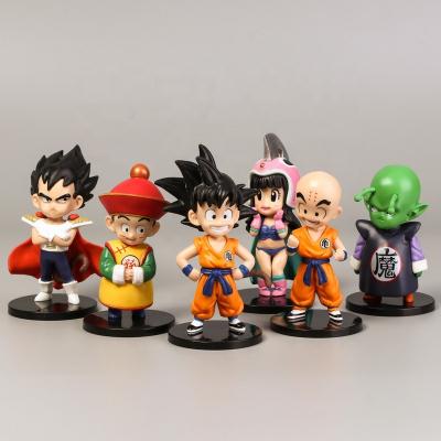 China 6 Pcs Dragon Balls Anime Cartoon Toy Set Sun Wukong Doll Vegeta Model Cake Decoration Ornament Character Figure Eco-friendly Handmade Gifts for sale