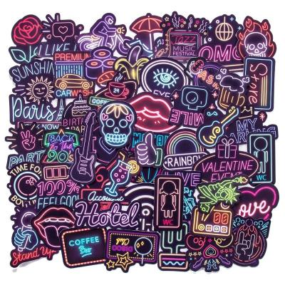 China Eco-friendly Material Non-repeating and Waterproof Reflective Creative Multi-pattern Decals Graffiti Stickers Set Kids Room Bar Shop Atmosphere Gitter Neon Sti for sale