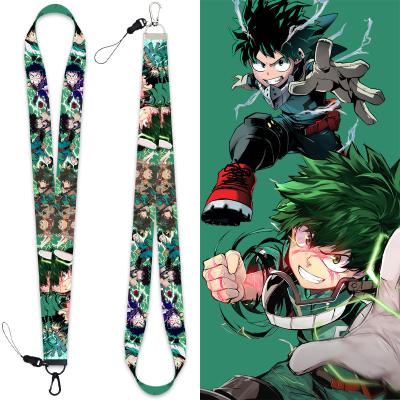 China Eco-Friendly/Sustainable/Custom Printed Japanese Anime My Hero Academia Green Valley Deku Cell Phone Split Custom Printed Lanyard Neck Sublimation Polyester Lanyards for sale