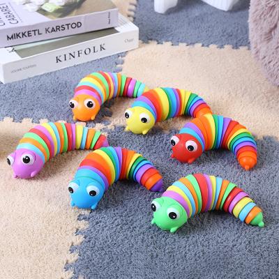 China Best Selling Eco-Friendly Material Kids Rainbow Squirting Person Funny Slug Toy Smart 3d S Twisted Decompression Decompression Toy Slug Fidget for sale