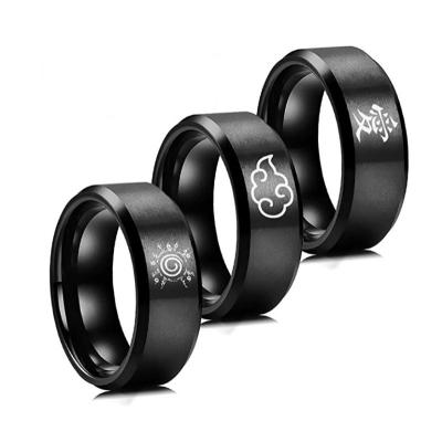 China European And American Popular Jewelry Eco-Friendly/Daily Accessories Anime Around Hokage The Logo Ring Lettering Stainless Steel Men's Ring for sale