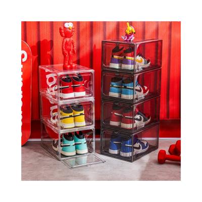 China 2021 Viable Hot Sale Dustproof Transparent Side Open Storage Plastic Shoe Box for sale