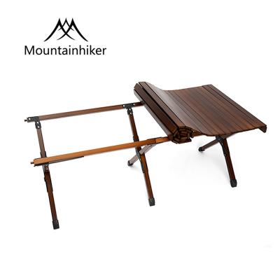 China Foldable Lightweight European Outdoor Portable Wooden Table Picnic Beech Design Roll Camping Table for sale