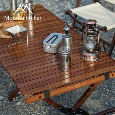 China 2021 Modern Outdoor Luxury Foldable Light Weight Picnic BBQ Beech Wood Camping Egg Roll Table for sale