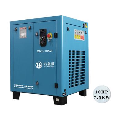 China OIL-LESS WZS Compressors 7.5KW 10HP Energy Saving Industrial Screw Air Compressor 10 bar compresor de tornillo for sale