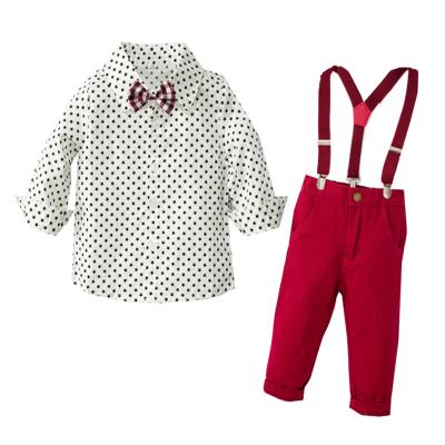 China Formal Long Sleeve Stars Shirt+Pants+Red Belt+Bow Kids Clothing Toddler Boys for sale