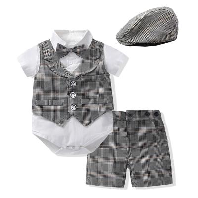 China Handsome 2022 latest fashions baby vest short sleeve shirt British style QUICK DRY short suit is photo newborn boy dress suit for sale