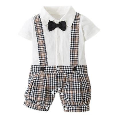 China Spandex/Cotton Fashion Shorts Sleeve Overalls For Baby Boy Suit Birthday Party Wear Baby Boy Dress Baby Boy Baptism Outfit for sale