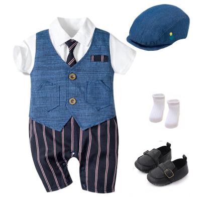 China Formal Newborn Baby Clothes Set For Farm Cotton Boy Summer Formal Wear Supporting Spandex/Cotton Blue Newborn Baby Clothes for sale