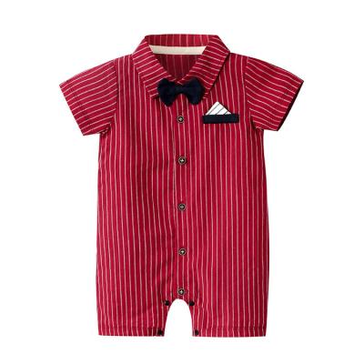 China Western Fashion 0-3 Months Baby Boy Red Short Sleeves Clothes Kids Western Gentleman Rompers for sale