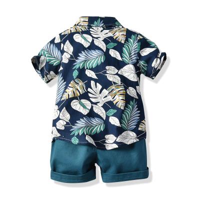 China New Design Summer Casual 3-5 Years Old Toddler Boys Short Sleeved Floral Shirt Printed Beach Style Baby Boy Clothes 2-Piece Set Set for sale