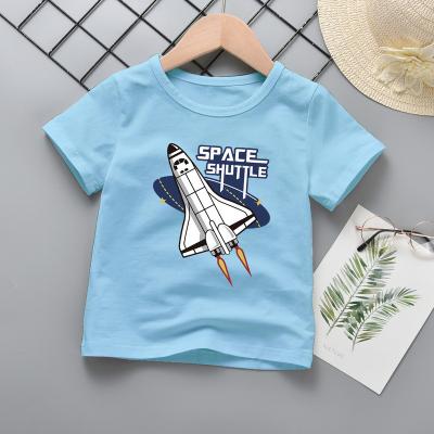 China Breathable Rocket Stretch Baby Kids Mid Waist T-shirt Cartoon Boy Short Sleeve Top for sale